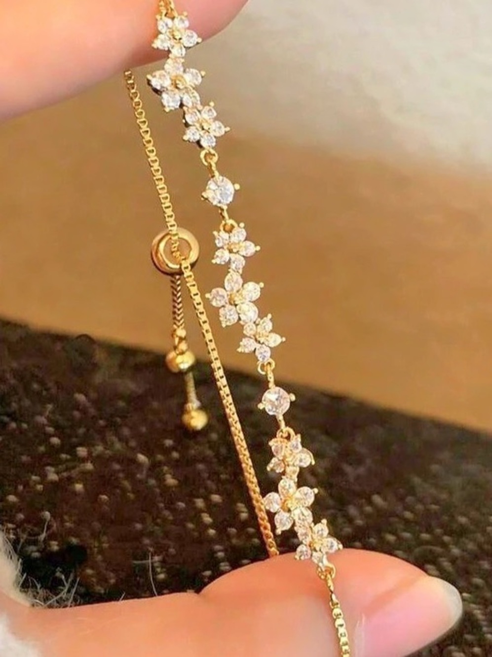 ⚜️Stainless steel Floral Crystal Necklace in Gold